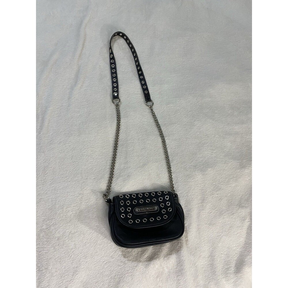 VTG 90s Harley Davidson Made In USA Leather Crossbody Bag Grommet Biker Grunge